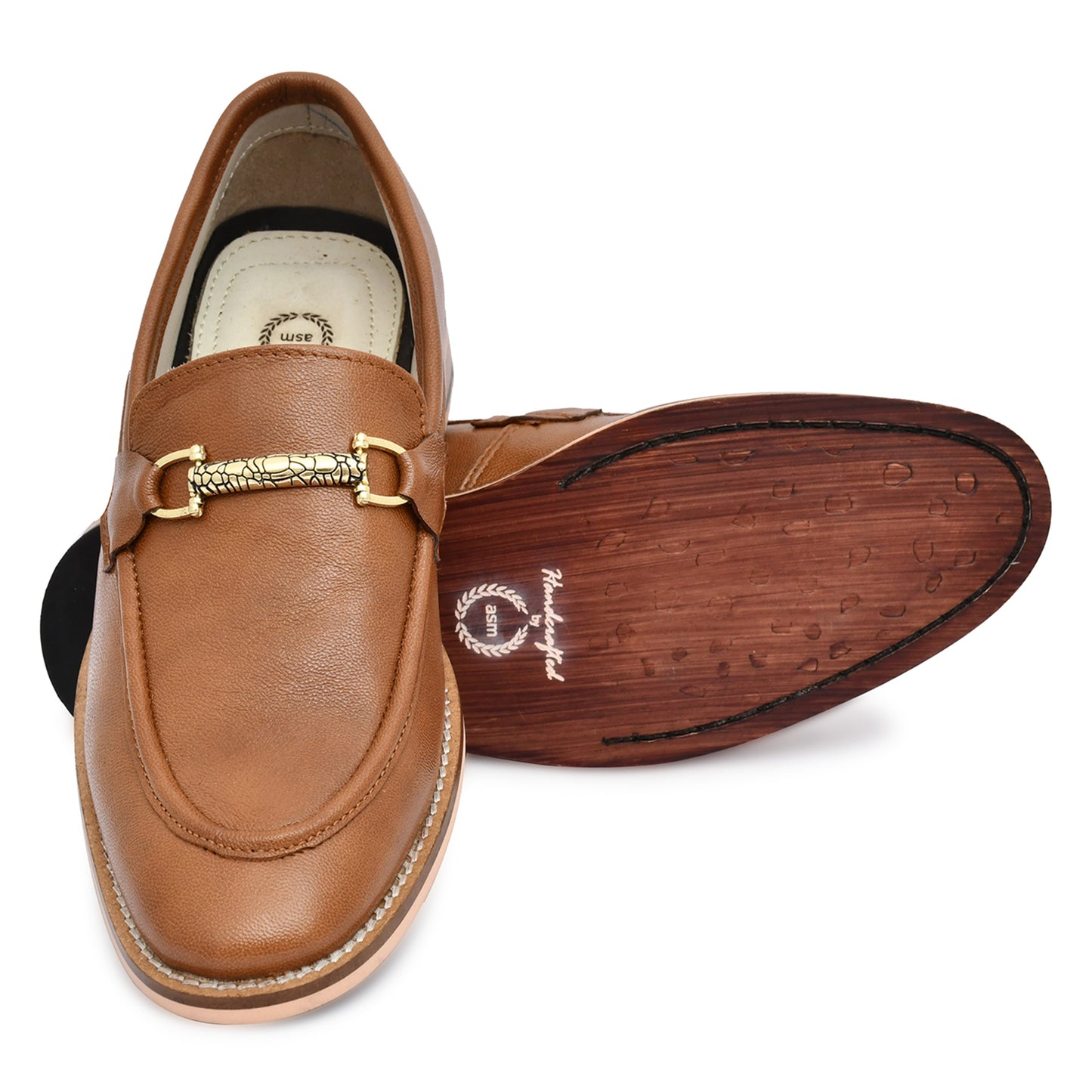 Penny loafers : Tan leather Penny loafer with Memory foam footpad. Article : HU301-Tan