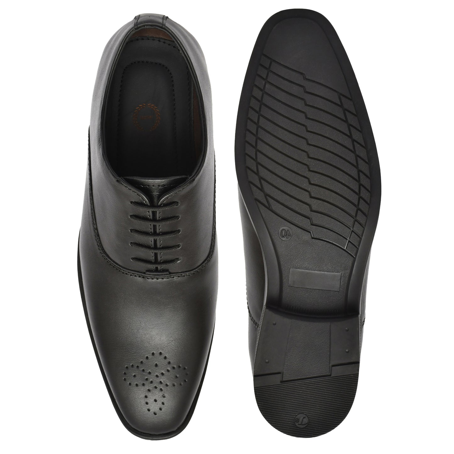 Derby Shoes : Black leather Derby Shoes for men with Memory foam footpad. Article : AL02-Black