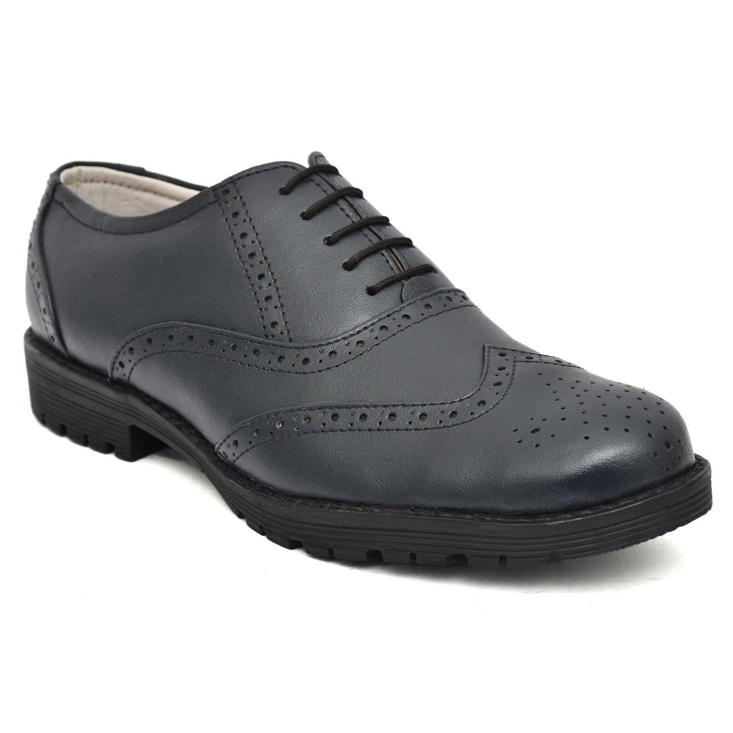 Safety Shoes : Industrial Safety Blue leather Brogue Shoes with Steel Toe & Memory foam footpad.  Article : S101Blue