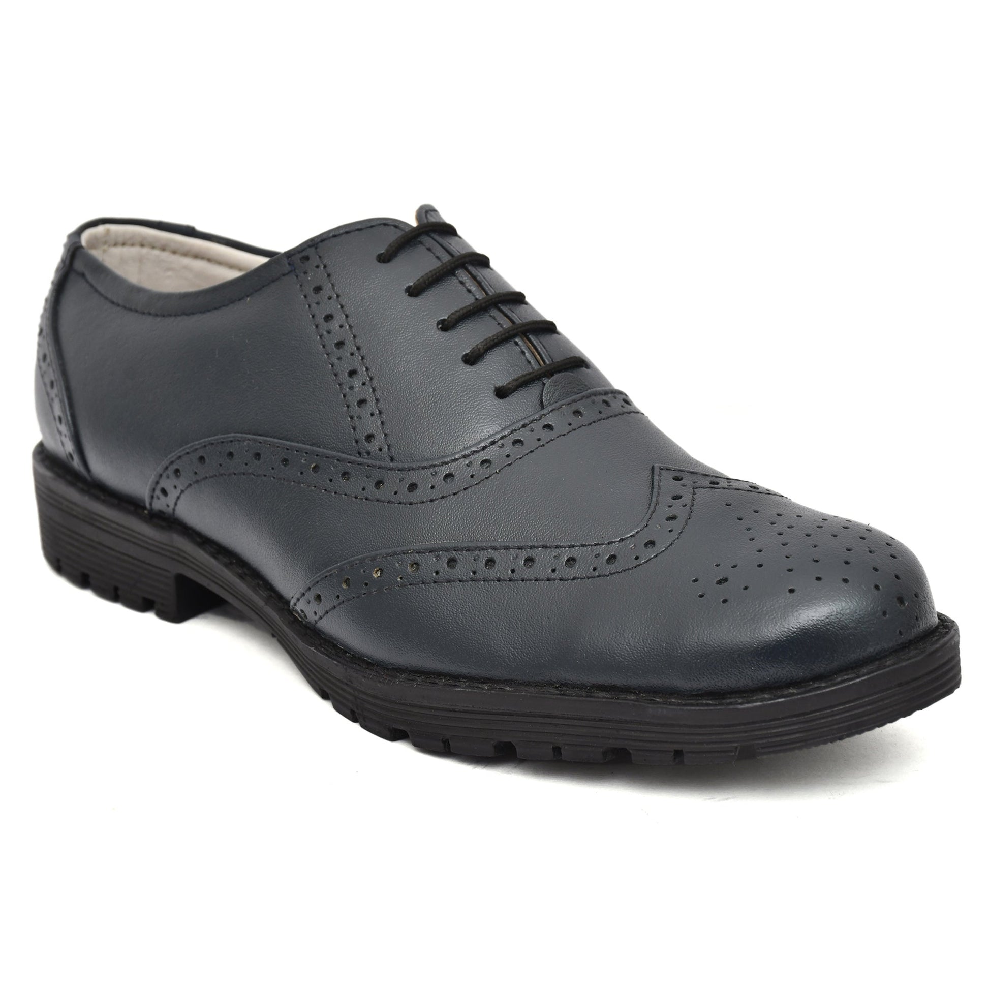Safety Shoes : Industrial Safety Blue leather Brogue Shoes with Steel Toe & Memory foam footpad.  Article : S101Blue