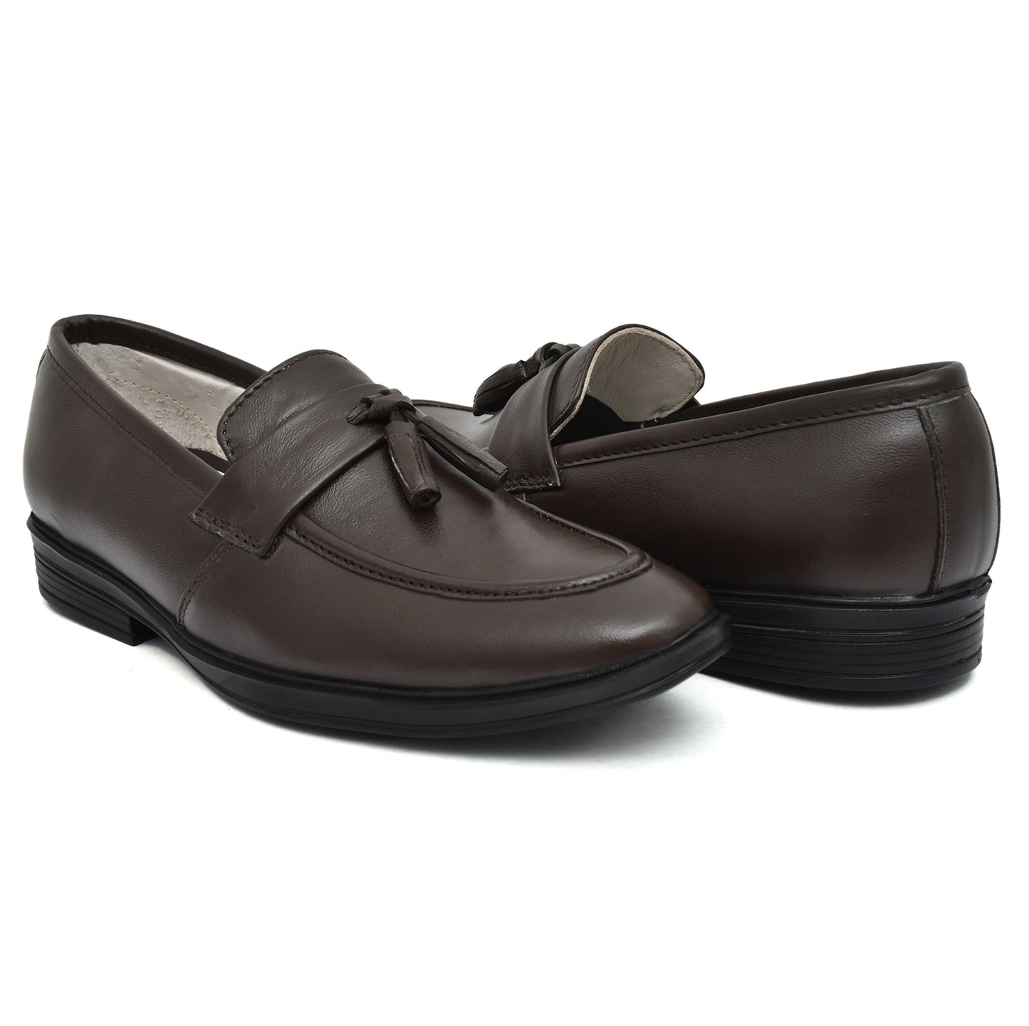 Penny loafers : Brown leather Penny loafer with Tassel & Memory foam footpad. Article : 107T-Brown