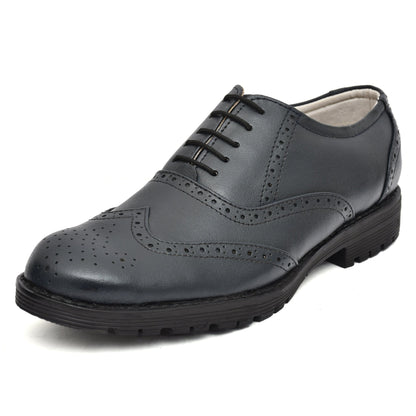 Safety Shoes : Industrial Safety Blue leather Brogue Shoes with Steel Toe & Memory foam footpad.  Article : S101Blue
