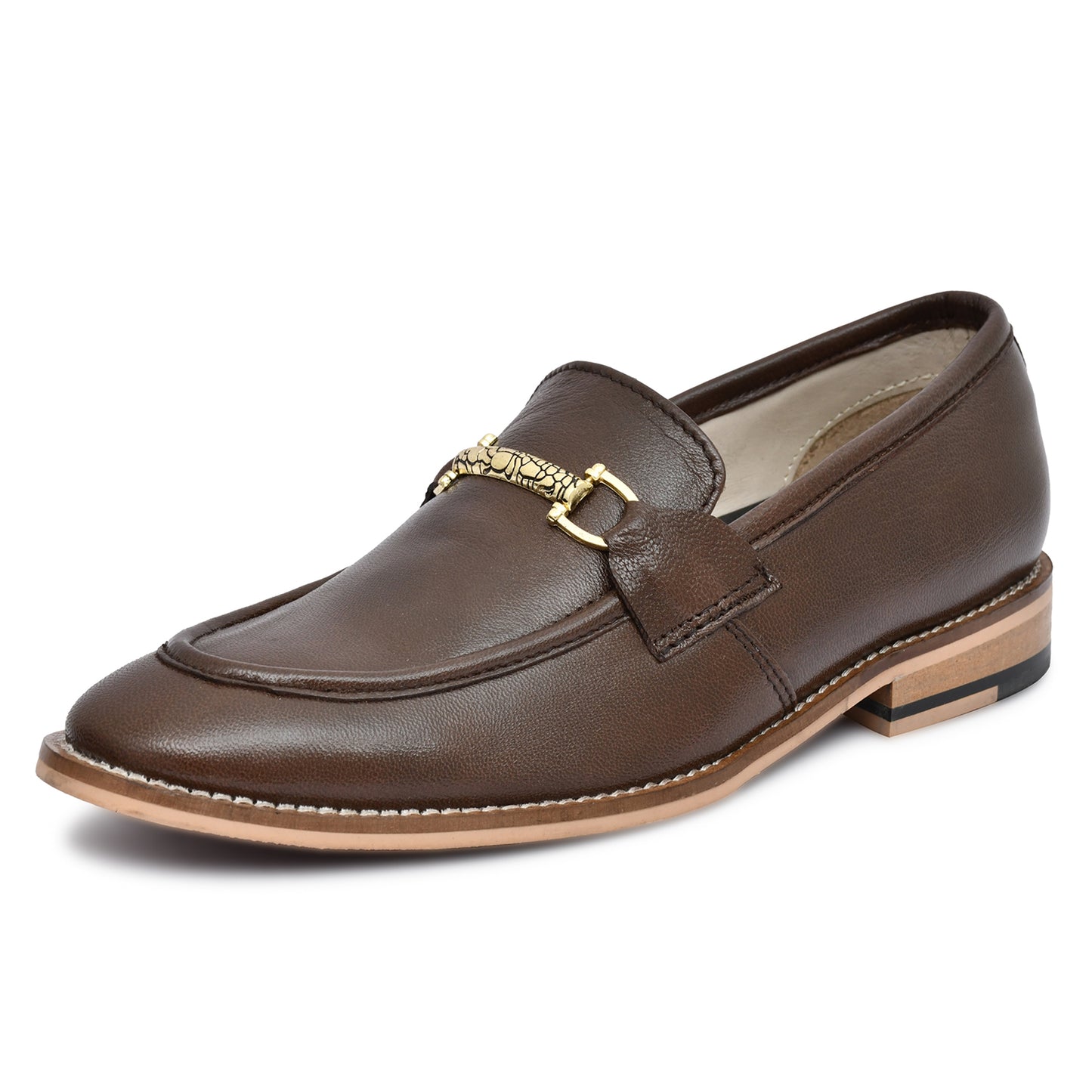Penny loafers : Brown leather Penny loafer with Memory foam footpad. Article : HU301-Brown