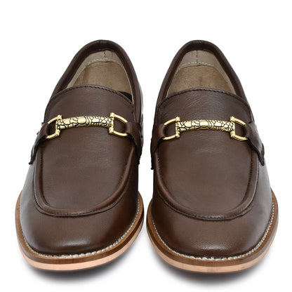 Penny loafers : Brown leather Penny loafer with Memory foam footpad. Article : HU301-Brown