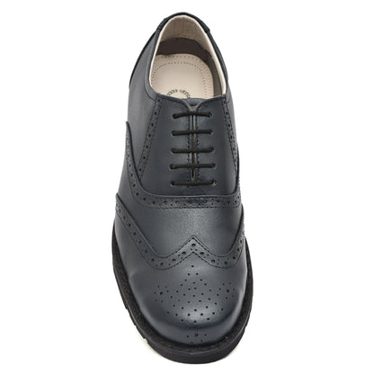Safety Shoes : Industrial Safety Blue leather Brogue Shoes with Steel Toe & Memory foam footpad.  Article : S101Blue