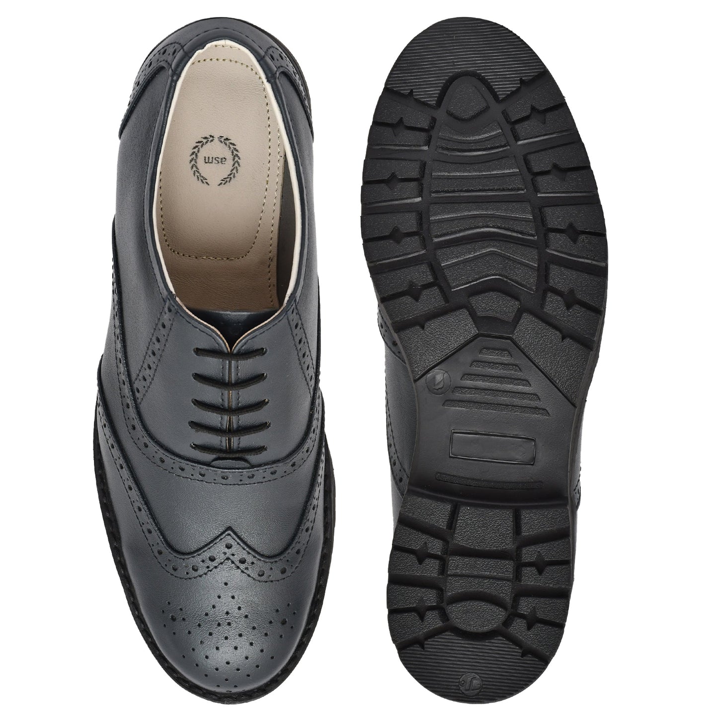 Safety Shoes : Industrial Safety Blue leather Brogue Shoes with Steel Toe & Memory foam footpad.  Article : S101Blue