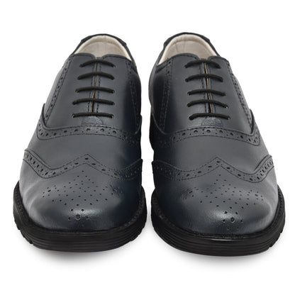 Safety Shoes : Industrial Safety Blue leather Brogue Shoes with Steel Toe & Memory foam footpad.  Article : S101Blue