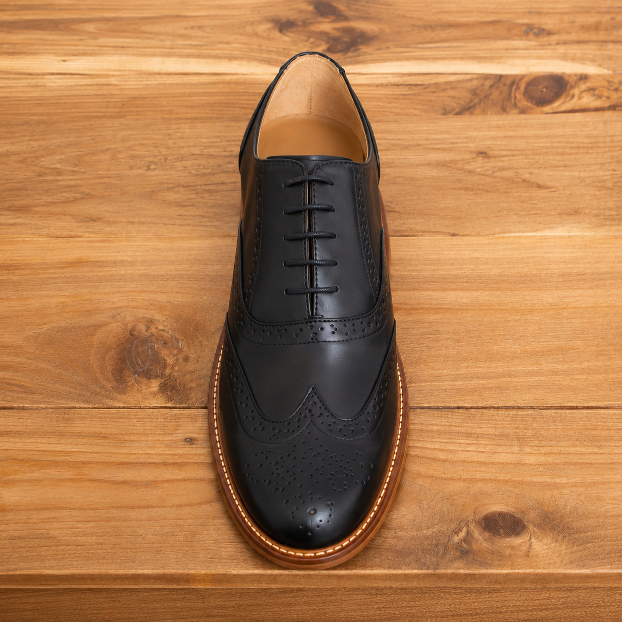 Goodyear Welted Black Brogue Shoes with Memory Foam Footpad 