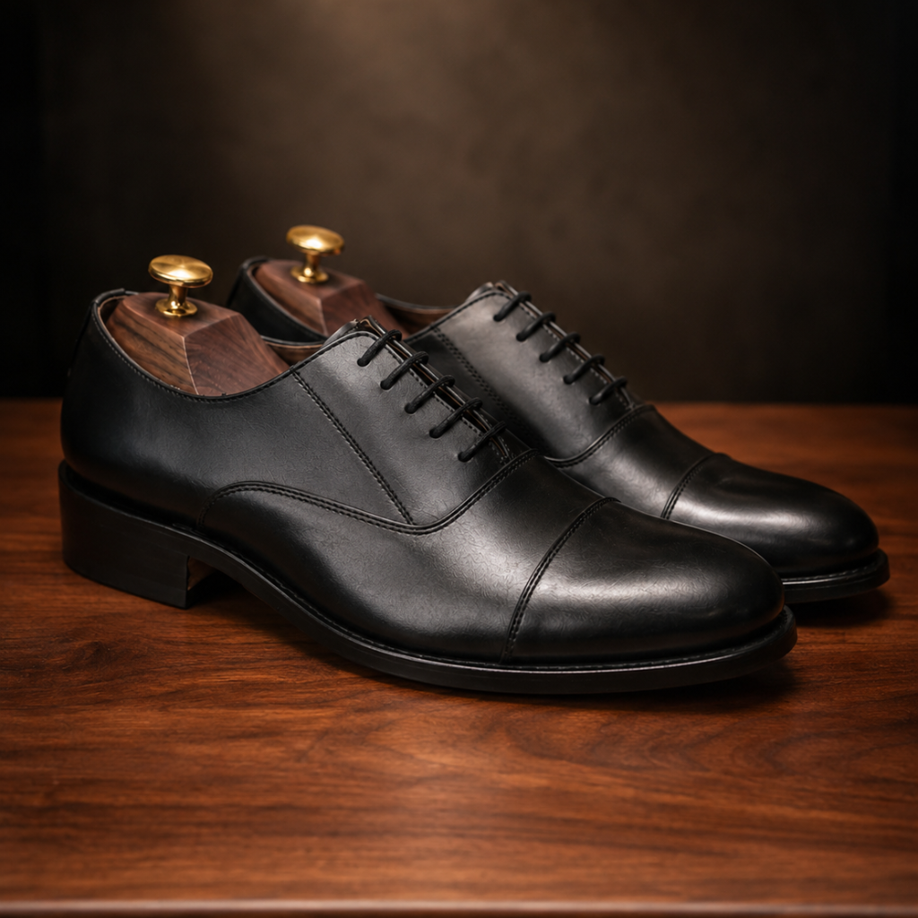 Goodyear Welted Black Leather Oxford Shoes with Memory Foam Footpad by ASM