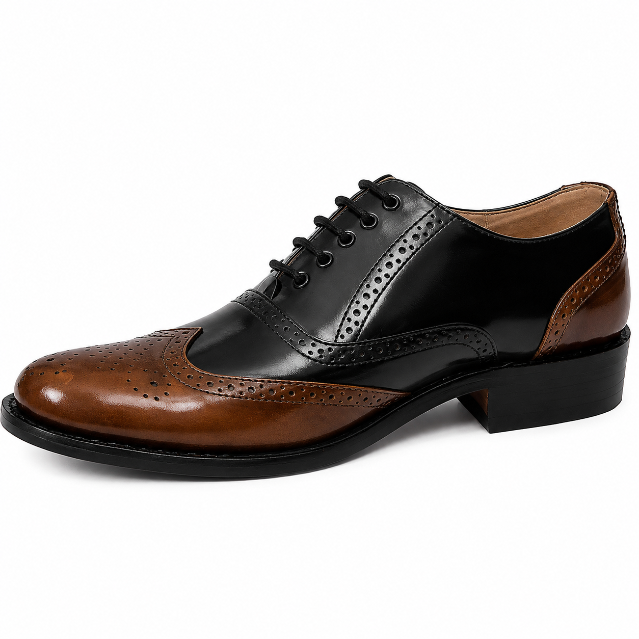 Goodyear Welted Brogue Shoes :  Black & Tan leather with Memory foam footpad by ASM. 