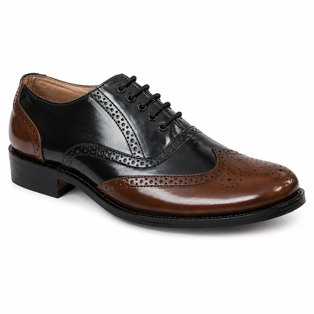 Goodyear Welted Brogue Shoes :  Black & Tan leather with Memory foam footpad by ASM. 