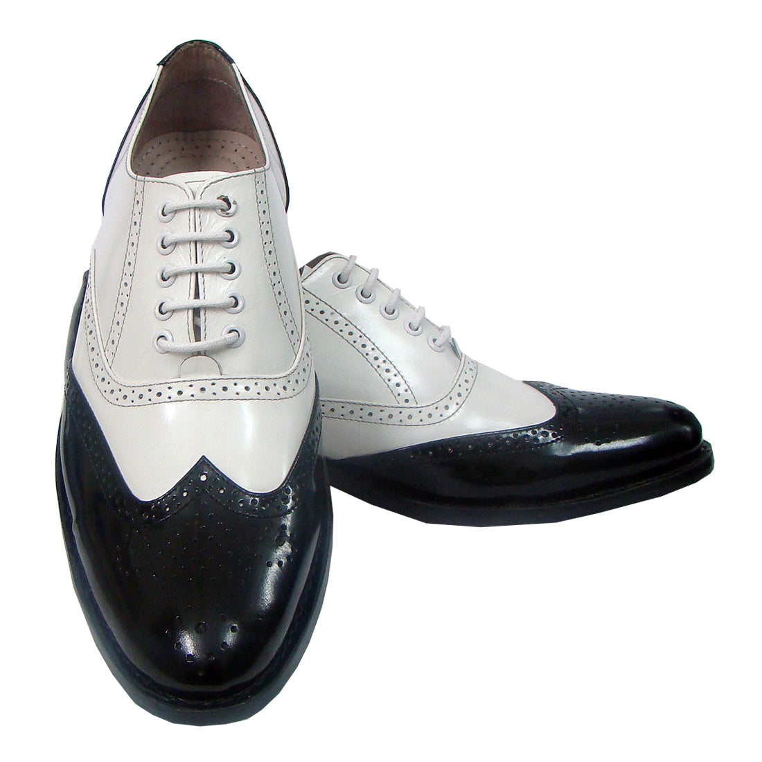 Goodyear Welted Brogue Shoes :  Black & White leather with Memory foam footpad.
