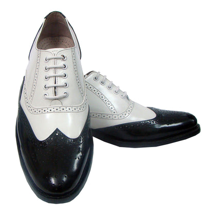 Goodyear Welted Brogue Shoes :  Black & White leather with Memory foam footpad.