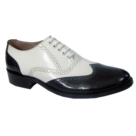 Goodyear Welted Brogue Shoes :  Black & White leather with Memory foam footpad.