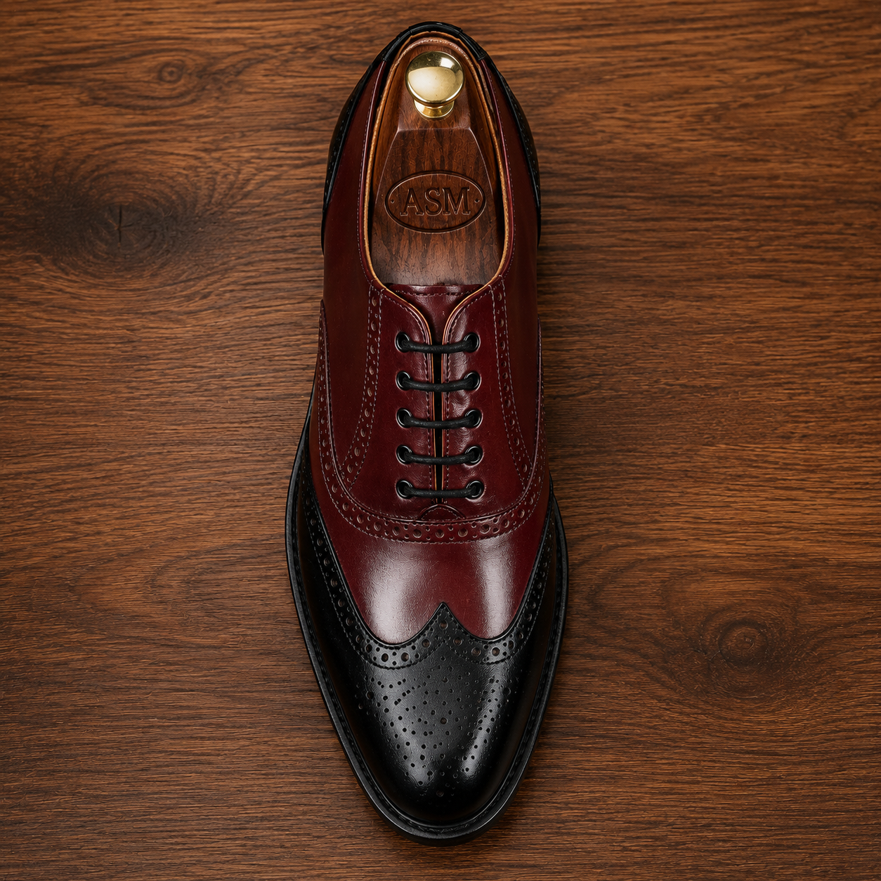 Goodyear Welted Brogue Shoes :  Black & Wine leather with Memory foam footpad by ASM .