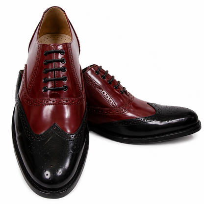 Goodyear Welted Brogue Shoes :  Black & Wine leather with Memory foam footpad by ASM .