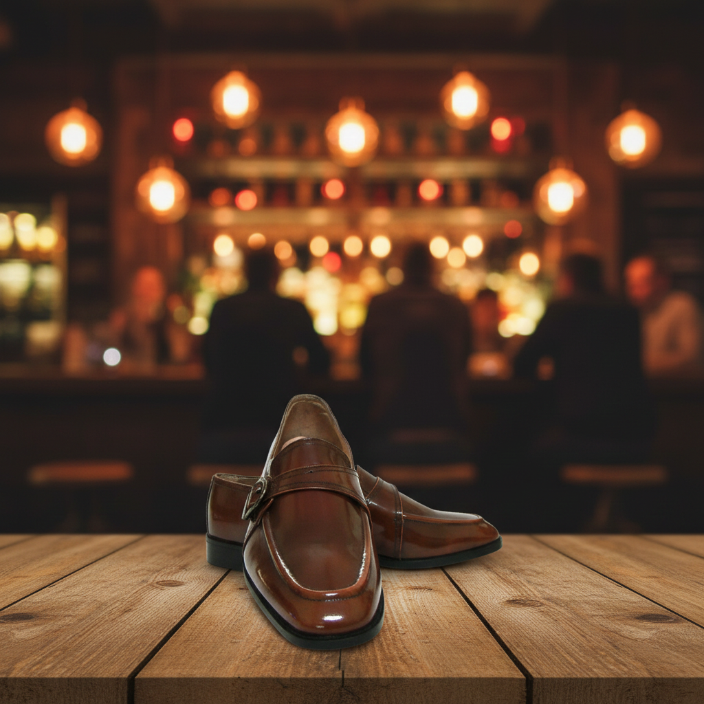 Goodyear Welted Monk Strap Shoes :  Tan Brush off leather with Memory foam footpad. Article : HM02