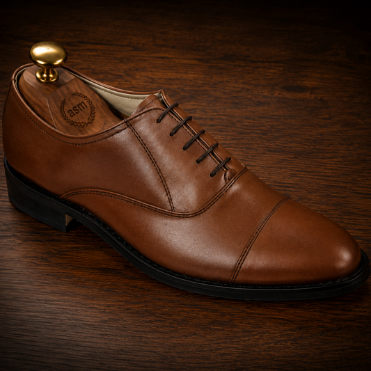 Goodyear Welted Tan Leather Shoes with Memory Foam Footpad