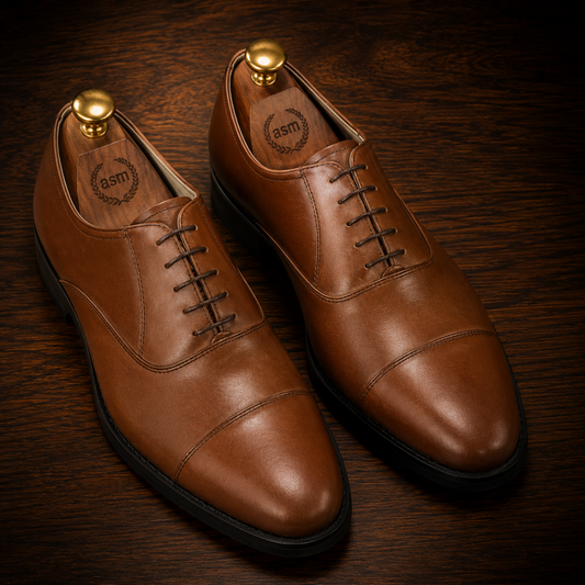 Goodyear Welted Tan Leather Shoes with Memory Foam Footpad