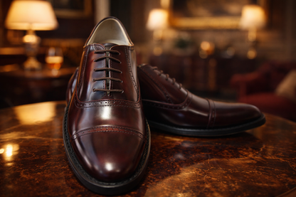 Goodyear Welted Brogue Shoes :  Wine Brush off leather with Memory foam footpad. - Agra Shoe Mart