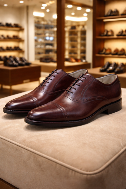 Elevator Shoes : 3″ Inches Hidden Height Increasing Wine Leather Oxford Shoes.