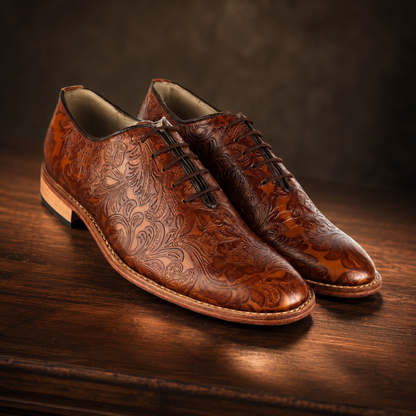 Scarpe Derby Goodyear Welted color cuoio - Pelle Flora color cuoio con plantare in memory foam