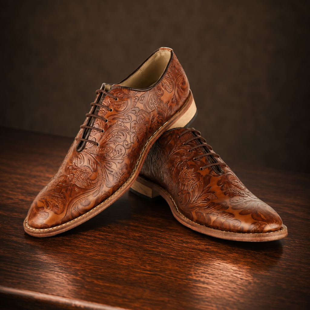 Scarpe Derby Goodyear Welted color cuoio - Pelle Flora color cuoio con plantare in memory foam