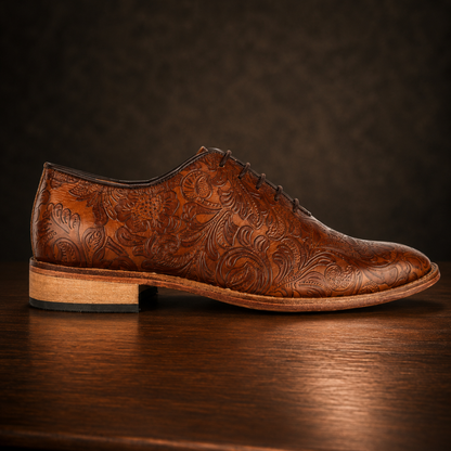 Scarpe Derby Goodyear Welted color cuoio - Pelle Flora color cuoio con plantare in memory foam