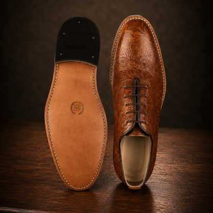 Scarpe Derby Goodyear Welted color cuoio - Pelle Flora color cuoio con plantare in memory foam