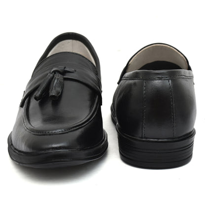 Penny loafers : Black leather Penny loafer with Tassel & Memory foam footpad. Article : 107T-Black