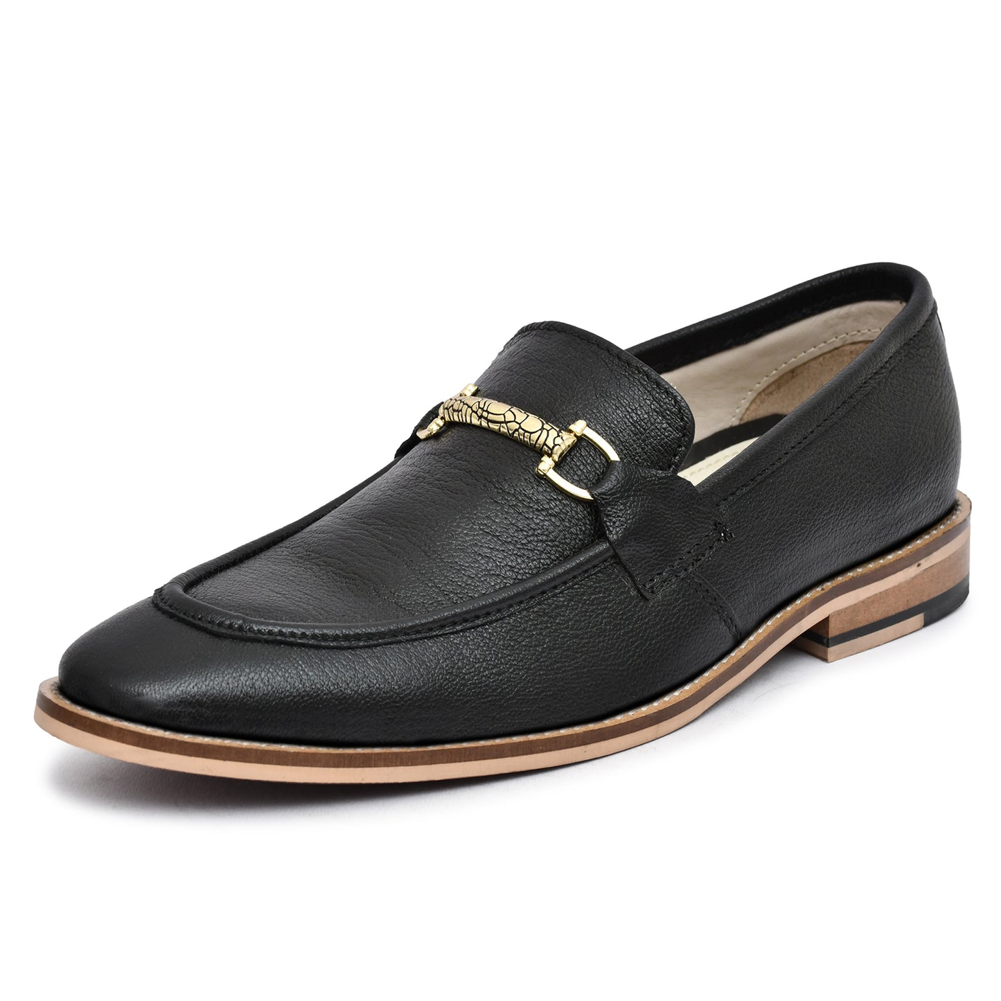 Penny loafers : Black leather Penny loafer with Memory foam footpad. Article : HU301-Black