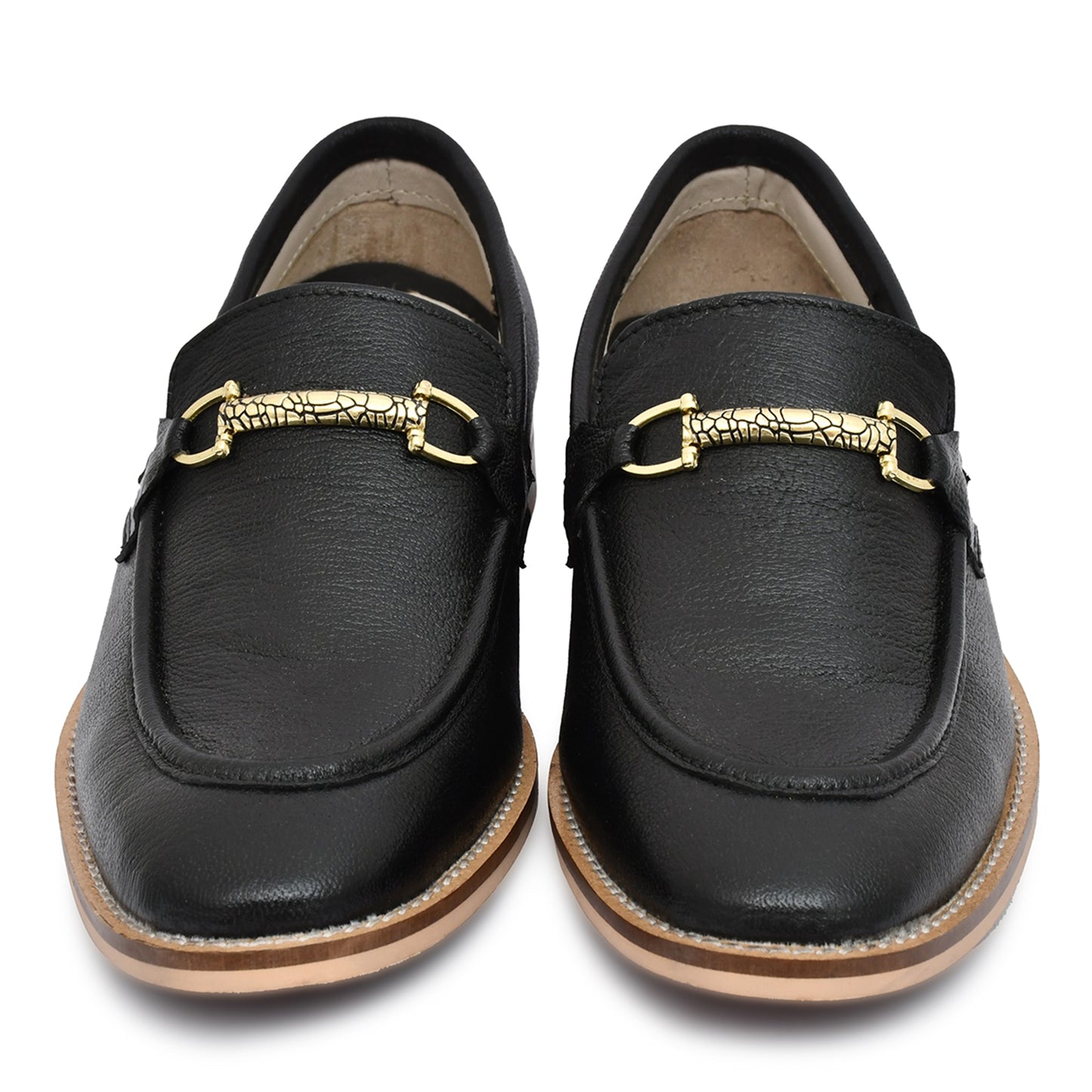 Penny loafers : Black leather Penny loafer with Memory foam footpad. Article : HU301-Black