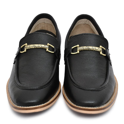 Penny loafers : Black leather Penny loafer with Memory foam footpad. Article : HU301-Black