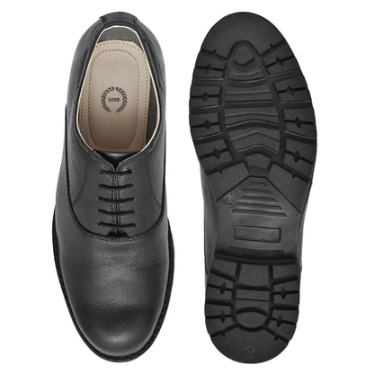 Safety Shoes : Industrial Safety Derby leather Shoes with Steel Toe & Memory foam footpad.