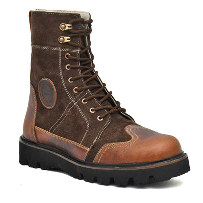 Elevator Boots : 3.5″ Inches Hidden Height Increasing Brown Rugged leather Boots.