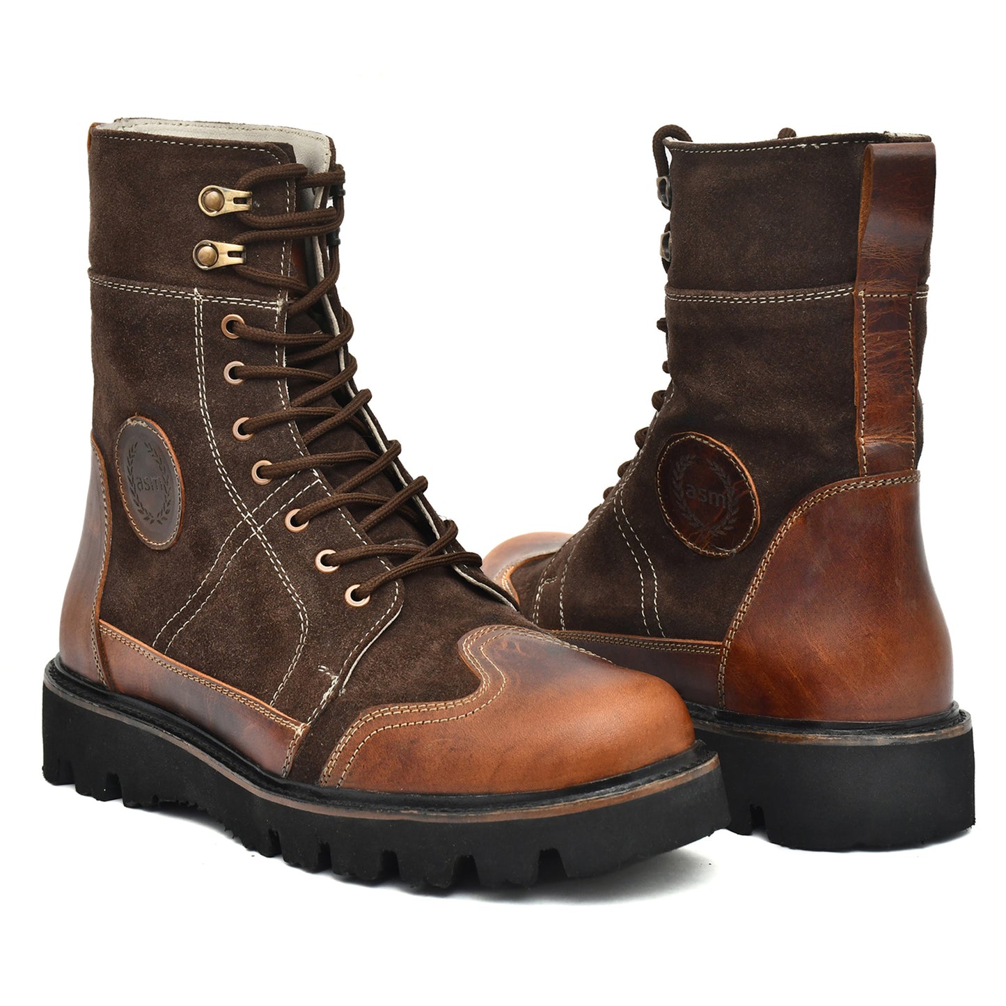 Elevator Boots : 3.5″ Inches Hidden Height Increasing Brown Rugged leather Boots.