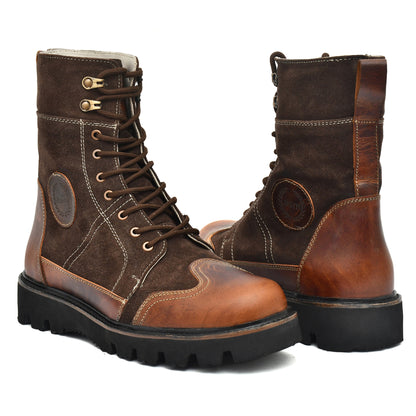 Elevator Boots : 3.5″ Inches Hidden Height Increasing Brown Rugged leather Boots.