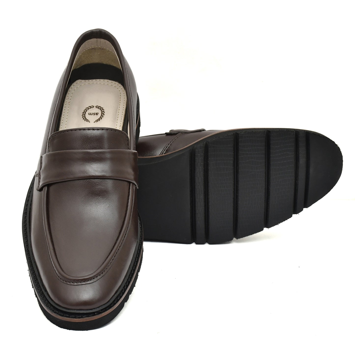 Penny loafers :  Brown leather Penny loafer Memory foam footpad. Article : 107PE-Brown