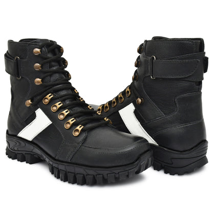 Biker Boots : Black leather Rider boots for Urban bikers with Steel toe.