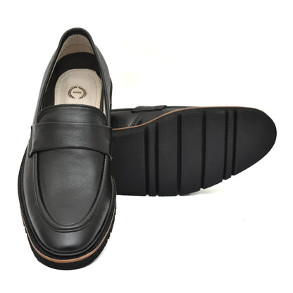 Penny loafers :  Black leather Penny loafer Memory foam footpad. Article : 107PE-Black