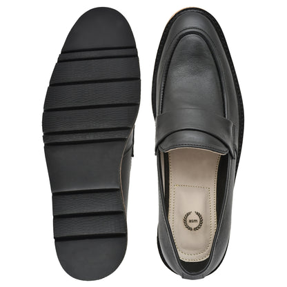 Penny loafers :  Black leather Penny loafer Memory foam footpad. Article : 107PE-Black