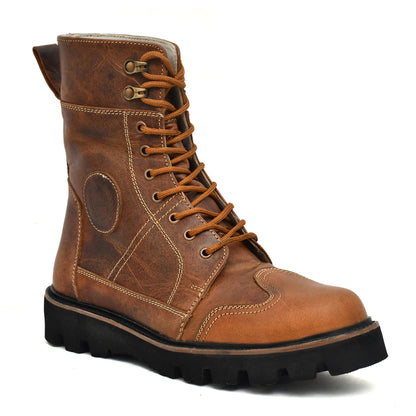 Elevator Boots : 3.5″ Inches Hidden Height Increasing Brown Rugged leather Boots.