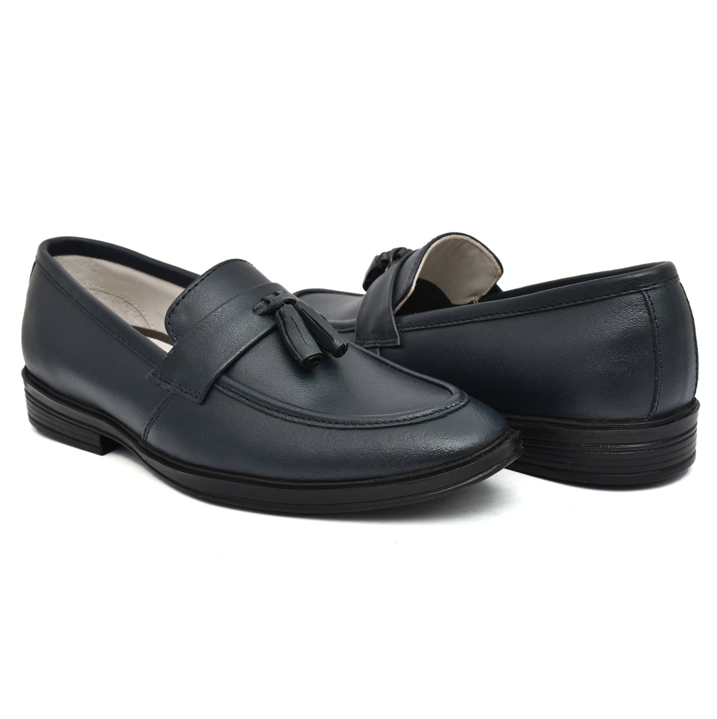 Penny loafers : Blue leather Penny loafer with Tassel & Memory foam footpad. Article : 107T-Blue