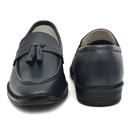Penny loafers : Blue leather Penny loafer with Tassel & Memory foam footpad. Article : 107T-Blue
