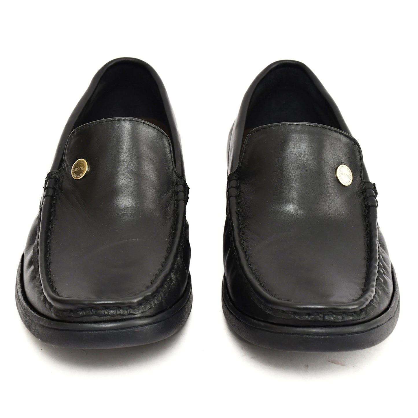 Moccasins : Black leather Moccasins with Memory foam footpad. Article :  MS102-Black