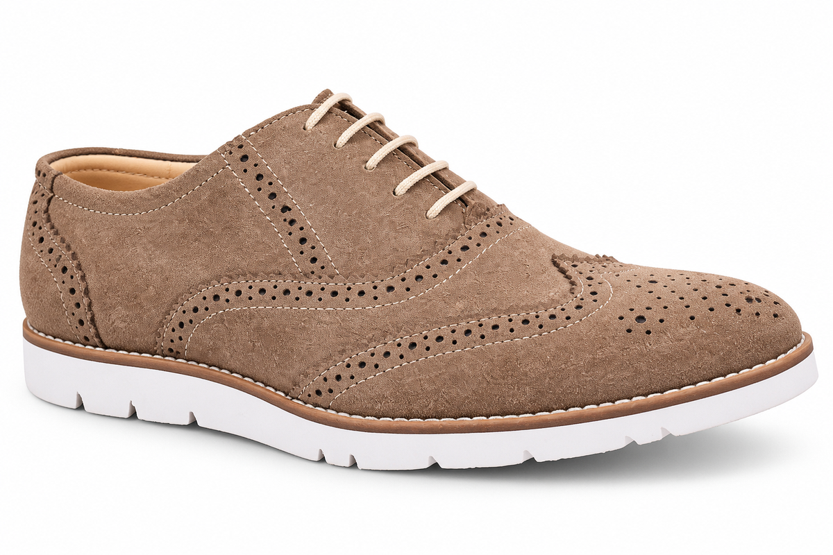 Light Brown Suede Sneakers with Memory foam footpad