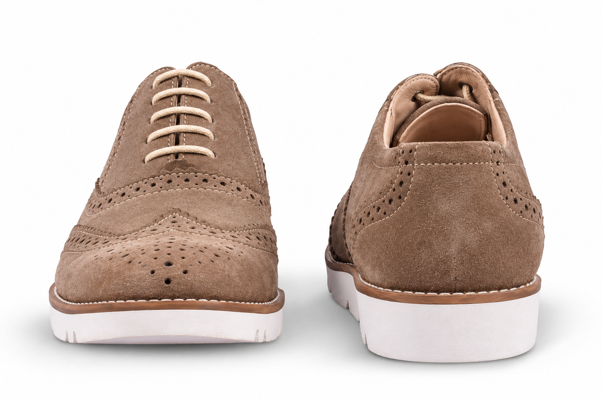 Light Brown Suede Sneakers with Memory foam footpad