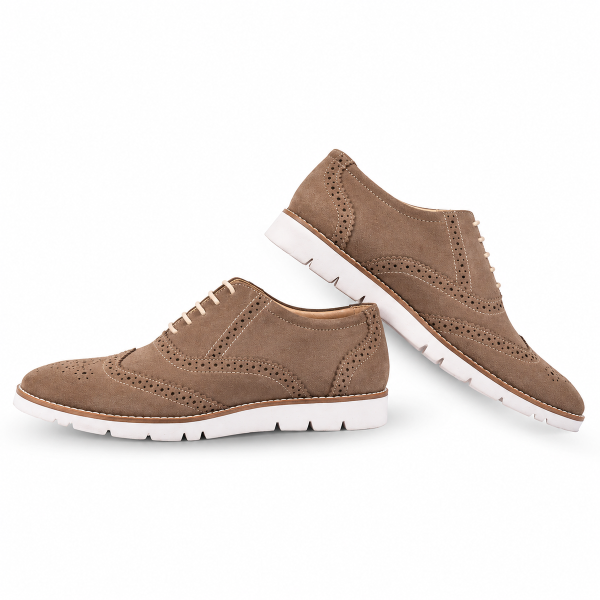 Light Brown Suede Sneakers with Memory foam footpad