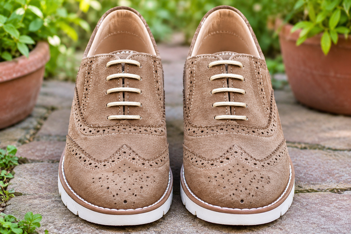 Light Brown Suede Sneakers with Memory foam footpad
