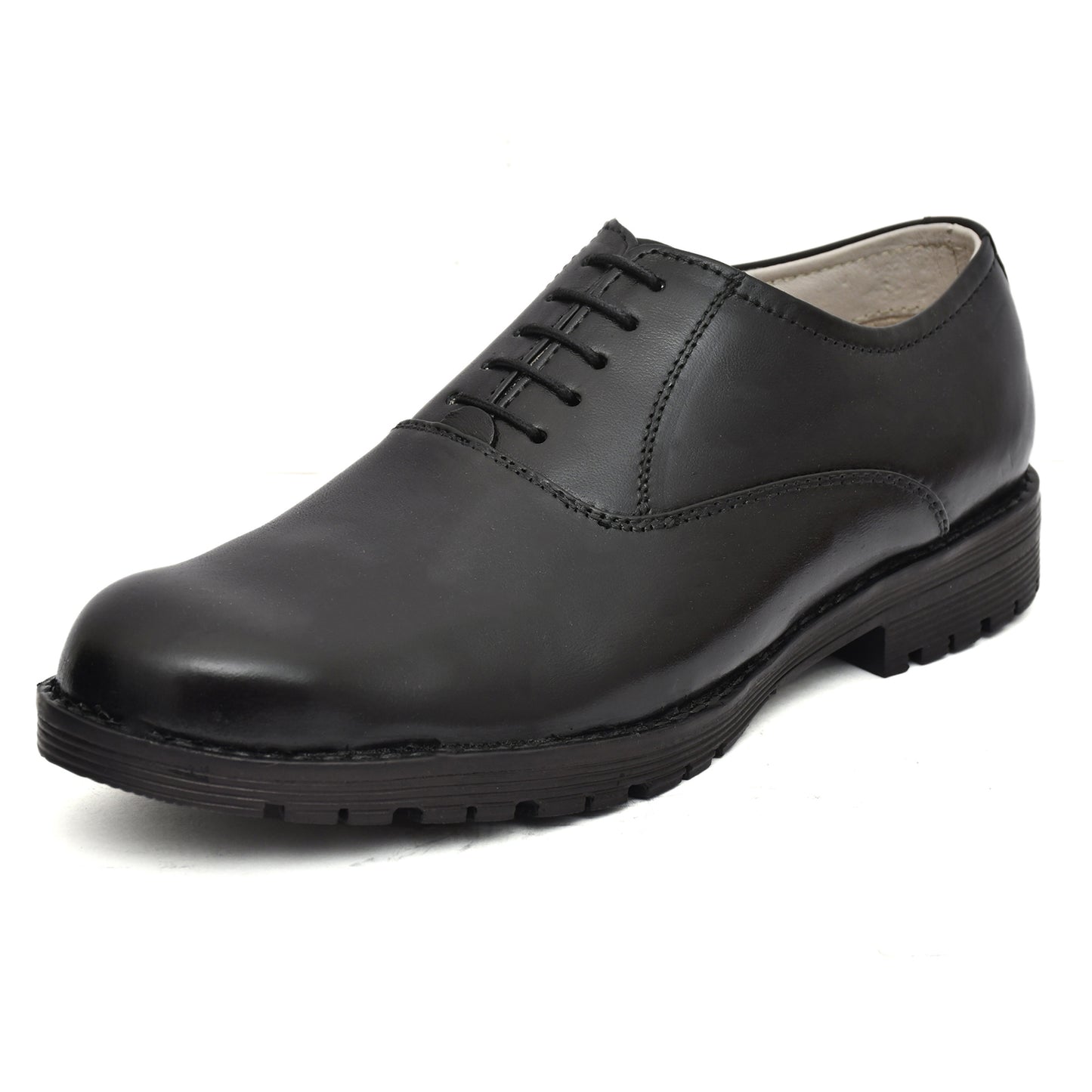 Safety Shoes : Industrial Safety Derby leather Shoes with Steel Toe & Memory foam footpad.
